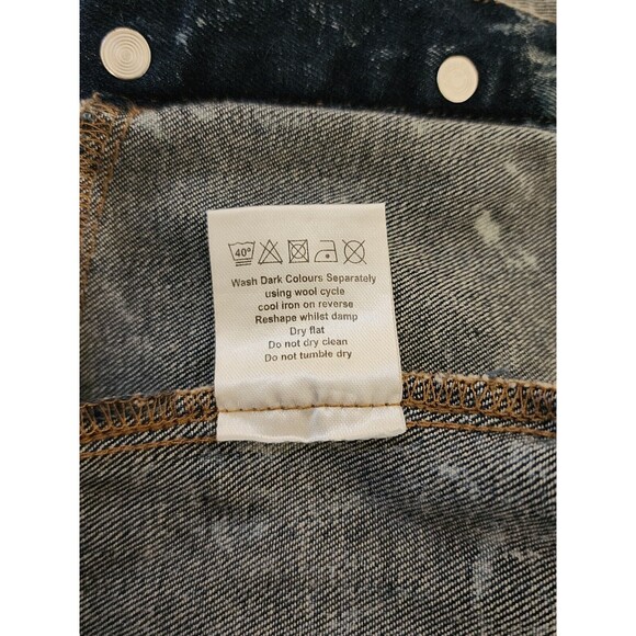 Select Womens Acid-Wash Denim Jacket Distressed Blue Streetwear UK12/US 8 - Picture 9 of 9